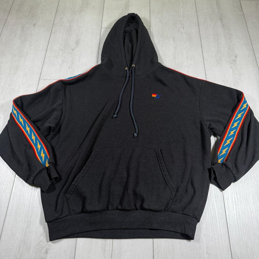 Aviator Nation Women’s Black Bolt Stitch Relaxed Pullover Hoodie Size Medium